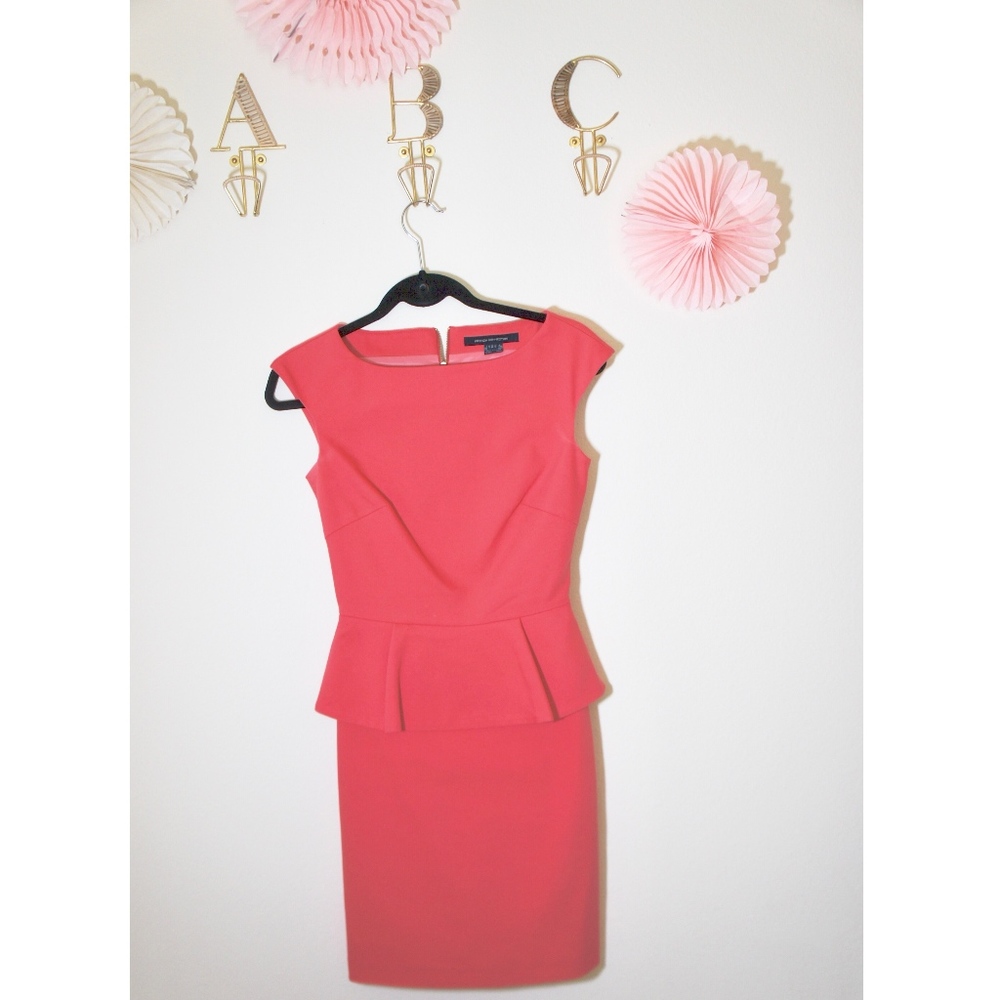 French Connection Women's Pink Dress Peplum Dress
